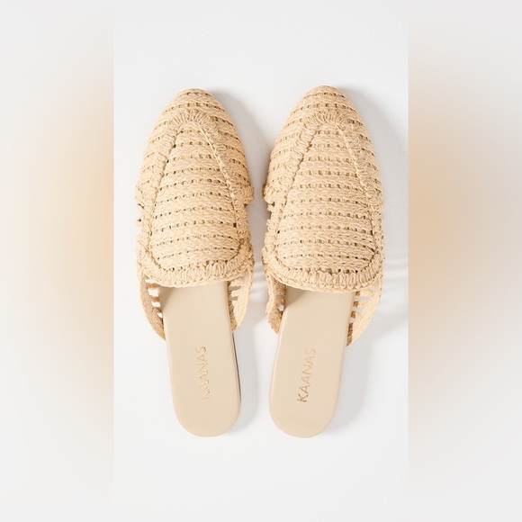 Kaanas Shoes - Kaanas Natural Woven Raffia Mules, Size 9